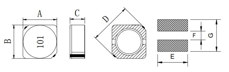屏蔽电感5D18系列封装尺寸图